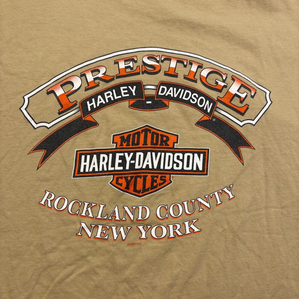 VTG Harley Davidson Shirt Mens 2XL Beige Rockland County New York 90s Y2k Biker - Picture 4 of 15
